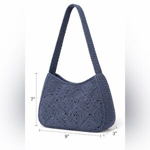 Vintage Y2K Navy Crochet Cord Shoulder Bag